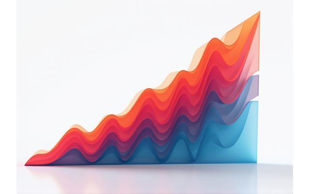 Abstract layered infographic showing growth and future technological advancements