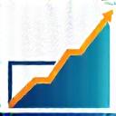 Marketing chart with upward trend and a laptop showing social media icons.