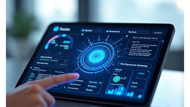 Interactive AI model dashboard showing data input and output with processing visualization