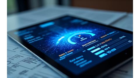 AI analysis of credit scores on a tablet