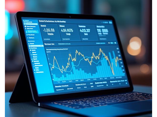 Interactive AI dashboard displaying market trend analysis with charts and data insights, no-code interface
