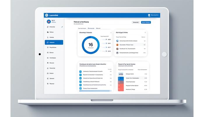 AI learning progress dashboard showing completed demos, time spent, and knowledge milestones with vibrant charts and badges.