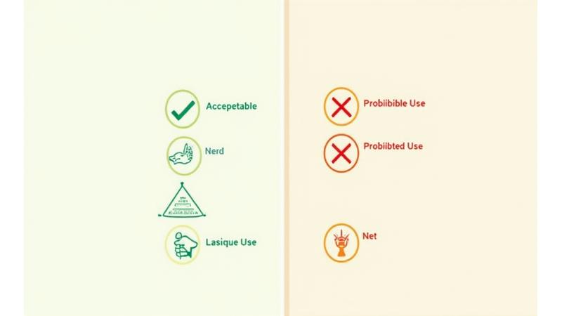 A digital interface displaying 'Acceptable Use' and 'Prohibited Use' rules with green checkmarks and red crosses, symbolizing clear guidelines.
